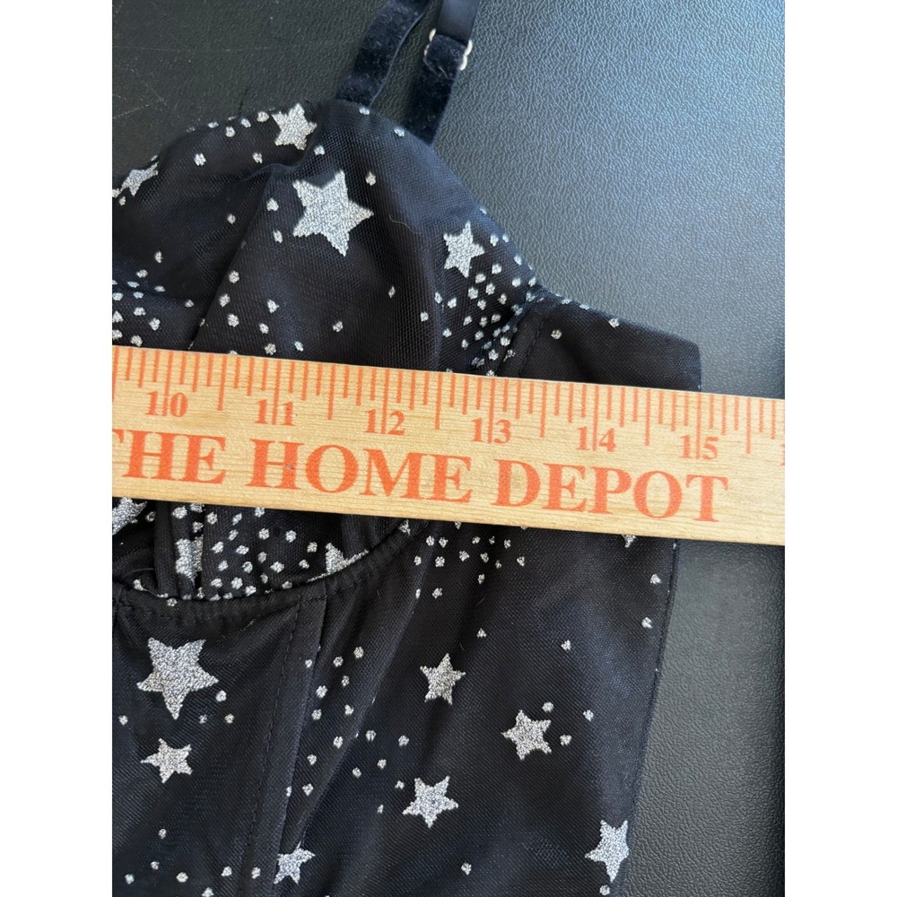 Betsey Johnson Celestial Star Print Mesh Tiered Midi Dress Size 8 Black Silver - Picture 9 of 14